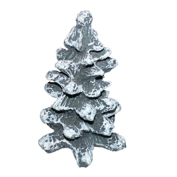 Vintage 1995 Village Square Pine Tree Covered in Snow Mervyns Christmas Holiday - Picture 3 of 6